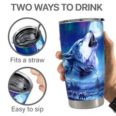 Blue Wolf Stainless Steel Curved Tumbler 20oz