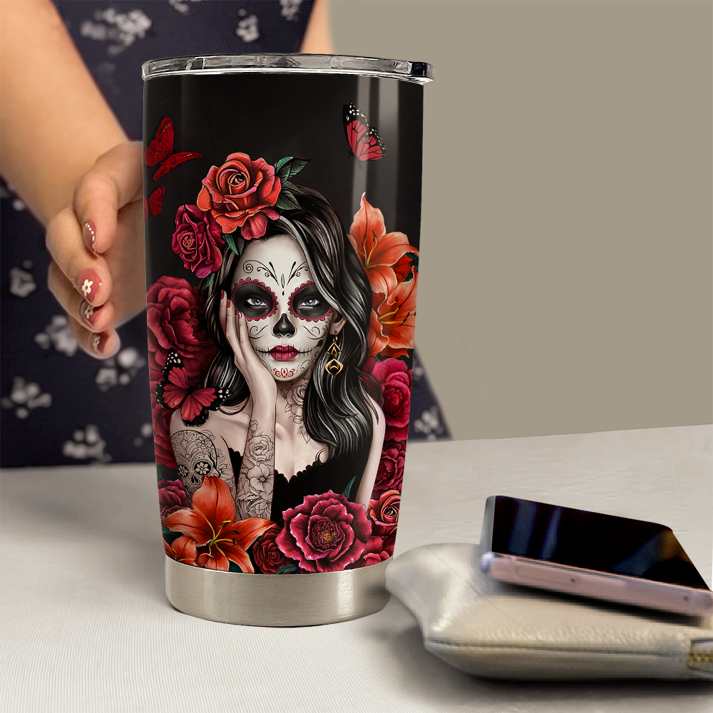 Sugar Skull Tumbler 20oz Stainless Steel Insulated Cup