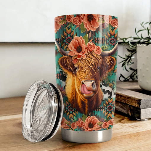 Highland Cow Tumbler 20oz Stainless Steel Insulated Cup