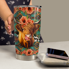 Highland Cow Tumbler 20oz Stainless Steel Insulated Cup