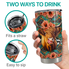 Highland Cow Tumbler 20oz Stainless Steel Insulated Cup