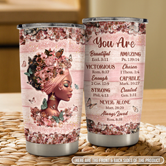 Black Woman Tumbler 20oz Stainless Steel Insulated Cup