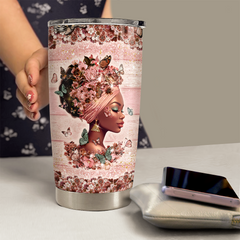 Black Woman Tumbler 20oz Stainless Steel Insulated Cup