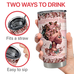 Black Woman Tumbler 20oz Stainless Steel Insulated Cup