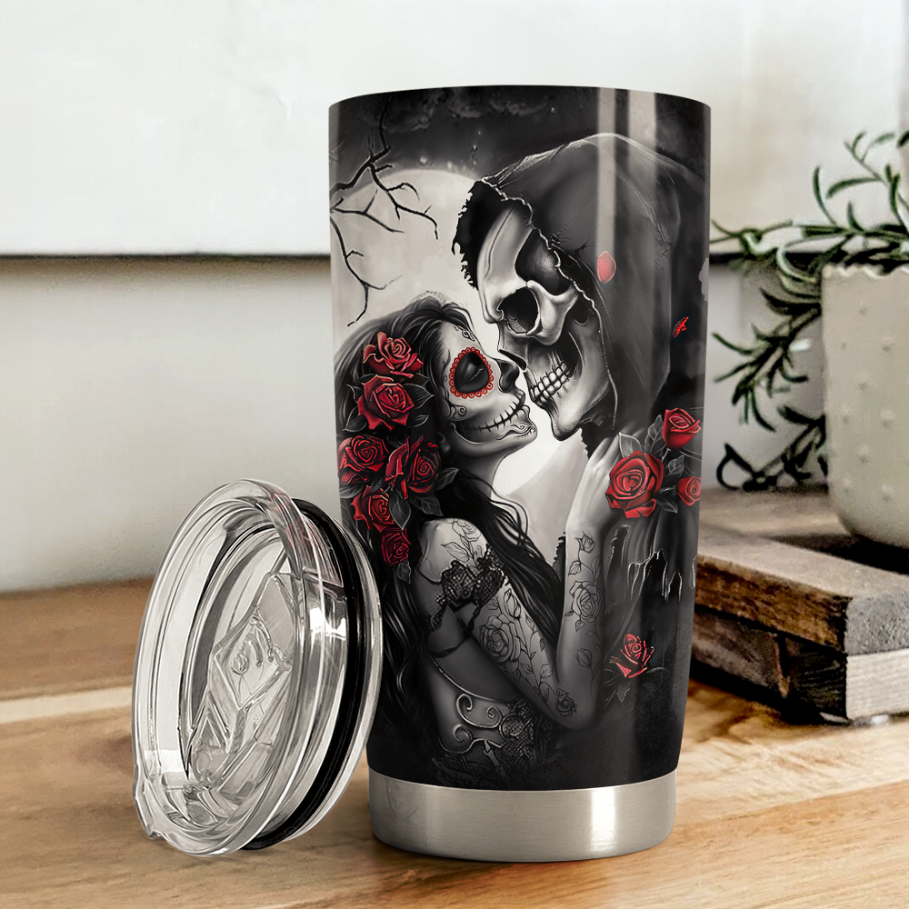 Black Couple Stainless Steel Curved Tumbler 20oz