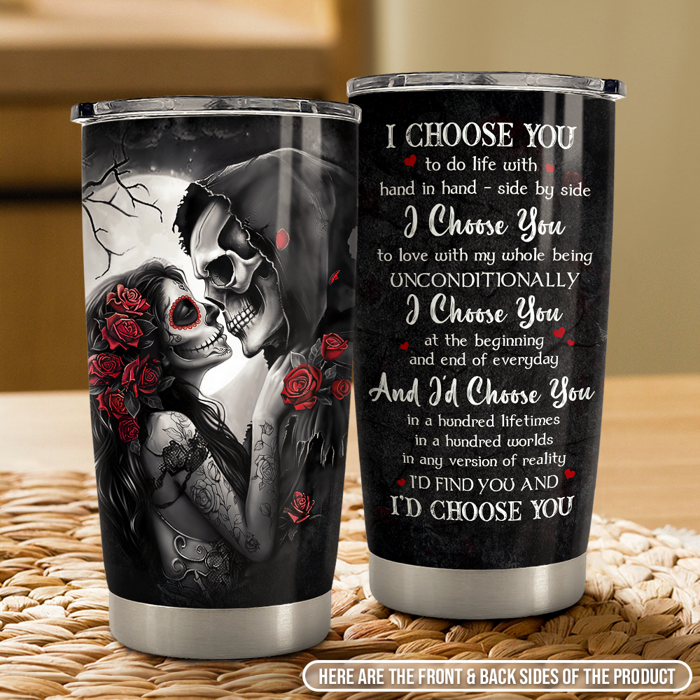Black Couple Stainless Steel Curved Tumbler 20oz