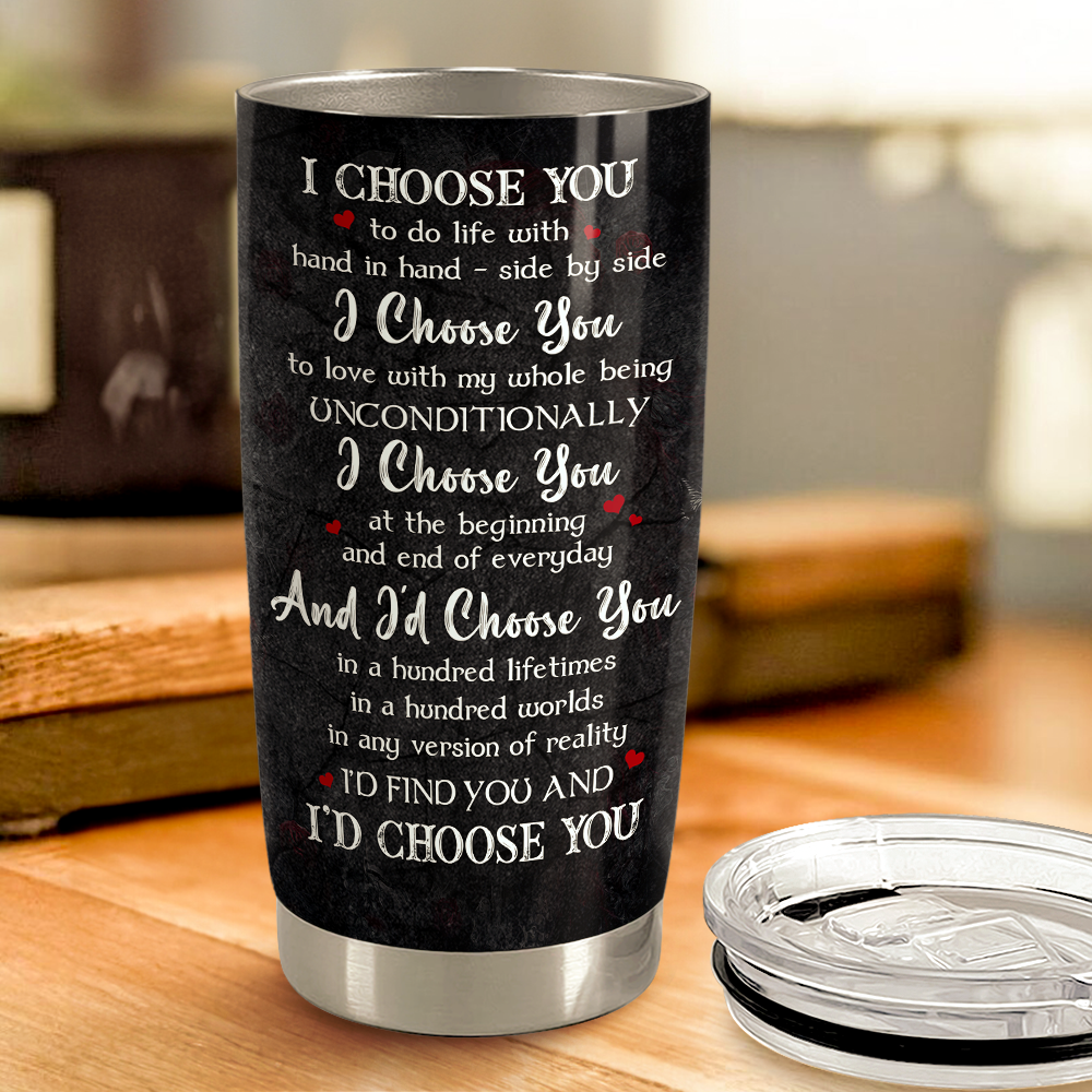 Black Couple Stainless Steel Curved Tumbler 20oz