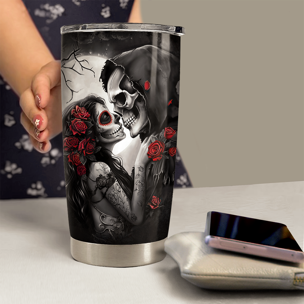 Black Couple Stainless Steel Curved Tumbler 20oz
