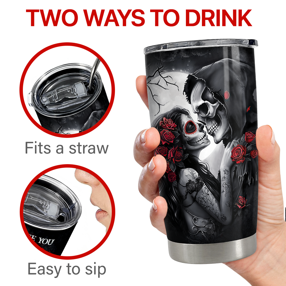 Black Couple Stainless Steel Curved Tumbler 20oz