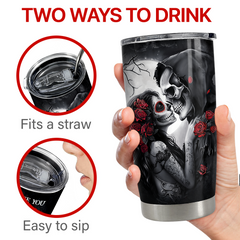 Black Couple Stainless Steel Curved Tumbler 20oz