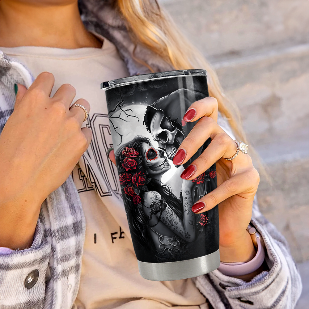 Black Couple Stainless Steel Curved Tumbler 20oz