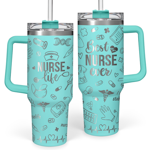 Nurse Gifts for Women, Nurse Tumbler with Handle 40oz Stainless Steel Coffee Cup with Straw Lid, Nursing Gift for Female Nurses, Nurse Appreciation Gift for Graduation Christmas Birthday Nurse Week