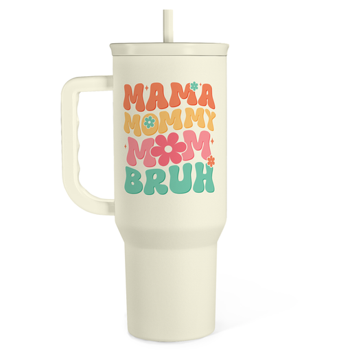 Mom Tumbler with Handle 40oz, Mama Mommy Mom Bruh Cup Stainless Steel Insulated Tumblers Coffee Travel Mugs, Gifts for Moms from Daughter Son, Best Mother Gift for Birthday Christmas Mothers Day