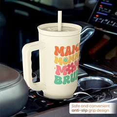 Beige Funny Mom Mama Bruh Slidemate | Slider Tumbler with Handle 40oz