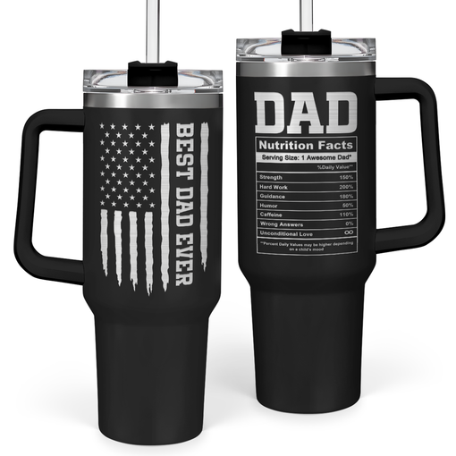 Best Dad Ever Tumbler 40oz Stainless Steel Insulated with Lid & Straw, Dads Gifts for Christmas Birthday Valentine Fathers Day, Father Coffee Cup Gift for Dad Daddy Father from Daughter Son