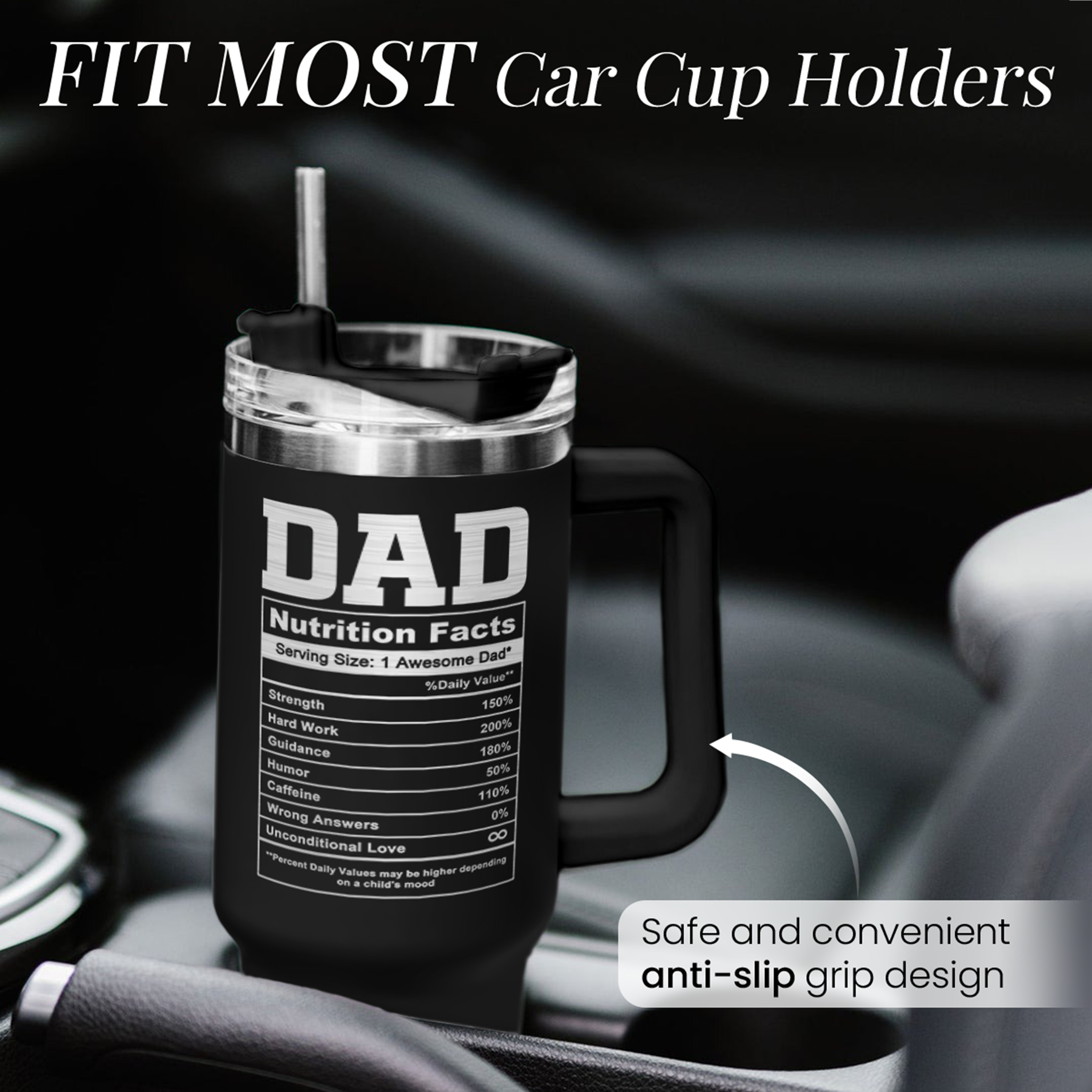 Best Dad Ever Tumbler 40oz Stainless Steel Insulated with Lid & Straw, Dads Gifts for Christmas Birthday Valentine Fathers Day, Father Coffee Cup Gift for Dad Daddy Father from Daughter Son
