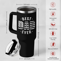Best Dad Ever Tumbler 40Oz, Gifts for Dad for Christmas Birthday Valentine Fathers Day, Dad Coffee Cup Stainless Steel Insulated Tumblers with Lid & Straw, Dads Gift from Daughter Son