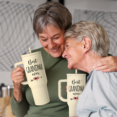 Grandma Tumbler with Handle 40oz, Grandmother Gifts from Granddaughter Grandson, Stainless Steel Tumblers Coffee Travel Cup, Gifts for Nana Mimi Grandmom on Birthday Christmas Mothers Day Valentines