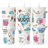 Nurse Tumbler with Handle 40oz, Inspiration Affirmations Coffee Travel Mug Cups with Straw, Nurse Appreciation Gifts for Women Female Nurses, Nursing Gift for Birthday Christmas Nurse Week