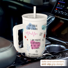 Nurse Tumbler with Handle 40oz, Inspiration Affirmations Coffee Travel Mug Cups with Straw, Nurse Appreciation Gifts for Women Female Nurses, Nursing Gift for Birthday Christmas Nurse Week