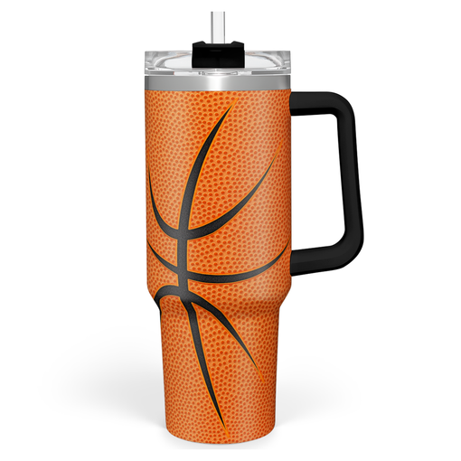 Basketball Tumbler with Handle 40oz with Lid & Straw, Basketball Gifts for Men Boys Player Coach Lover, Basketball Tumblers Coffee Stainless Steel Insulated Cup Gifts for Christmas Birthday