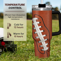 Brown Football Quencher Tumbler with Handle 40oz