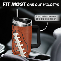 Brown Football Quencher Tumbler with Handle 40oz