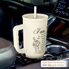 Christian Tumbler with Handle 40oz, Inspirational Gifts for Her, Religious Gift for Women Girl, Stainless Steel Insulated Coffee Travel Cup, Inspiration Gift for Christmas Birthday Mothers Day