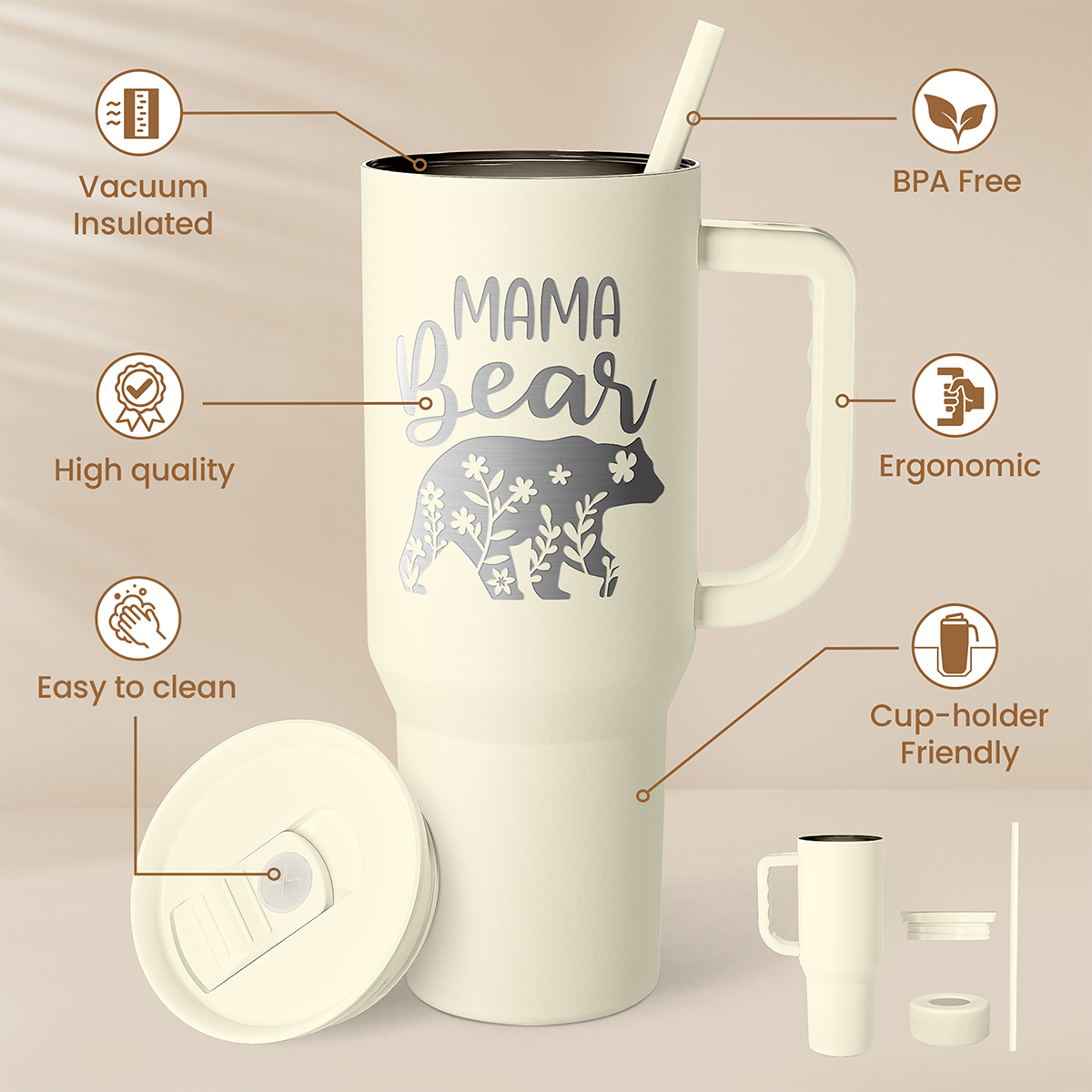 Mama Bear 40oz Tumbler with Handle