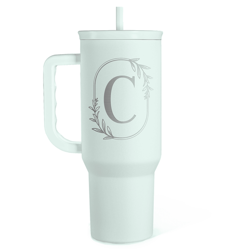 Personalized Monogrammed Tumbler with Handle 40oz, Letter C Tumblers Insulated Coffee Travel Cup, Custom Initial Gift for Women Girls Friends, Monogram Gift for Christmas Birthday Mothers Day