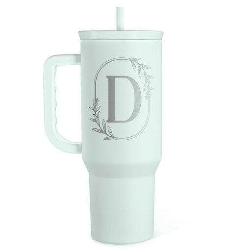 Personalized Monogrammed Tumbler with Handle 40oz, Letter D Tumblers Insulated Coffee Travel Cup, Custom Initial Gift for Women Girls Friends, Monogram Gift for Christmas Birthday Mothers Day