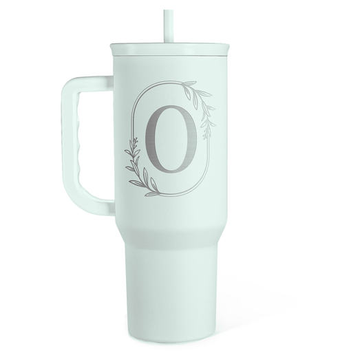 Personalized Monogrammed Tumbler with Handle 40oz, Letter O Tumblers Insulated Coffee Travel Cup, Custom Initial Gift for Women Girls Friends, Monogram Gift for Christmas Birthday Mothers Day