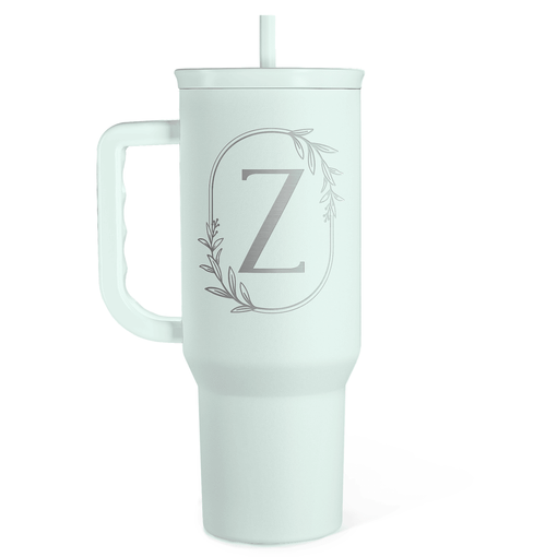 Personalized Monogrammed Tumbler with Handle 40oz, Letter Z Tumblers Insulated Coffee Travel Cup, Custom Initial Gift for Women Girls Friends, Monogram Gift for Christmas Birthday Mothers Day