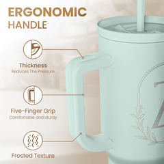 Personalized Monogrammed Tumbler with Handle 40oz, Letter Z Tumblers Insulated Coffee Travel Cup, Custom Initial Gift for Women Girls Friends, Monogram Gift for Christmas Birthday Mothers Day