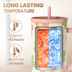 Daisy Tumbler with Handle 40oz, Floral Cup Stainless Steel Insulated Tumblers Coffee Travel Mug with Straw, Flower Cups Gifts for Women Girls Teens Birthday Christmas