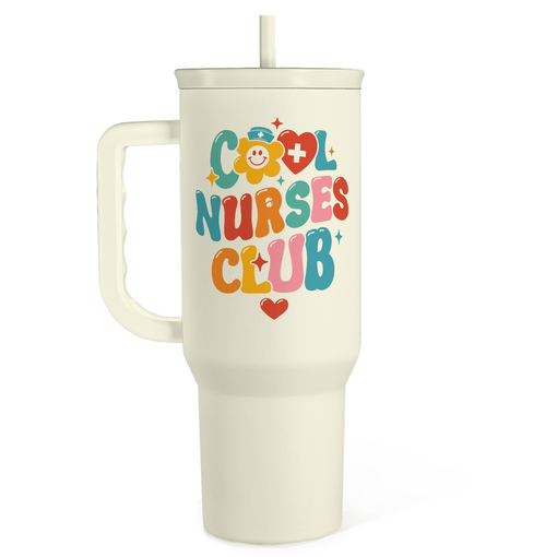 Nurse Tumbler with Handle 40oz, Cool Nurse Club Cup Coffee Travel Mug Tumblers with Straw, Nurse Appreciation Gifts for Women Female Nurses, Nursing Gift for Christmas Birthday Nurse Week