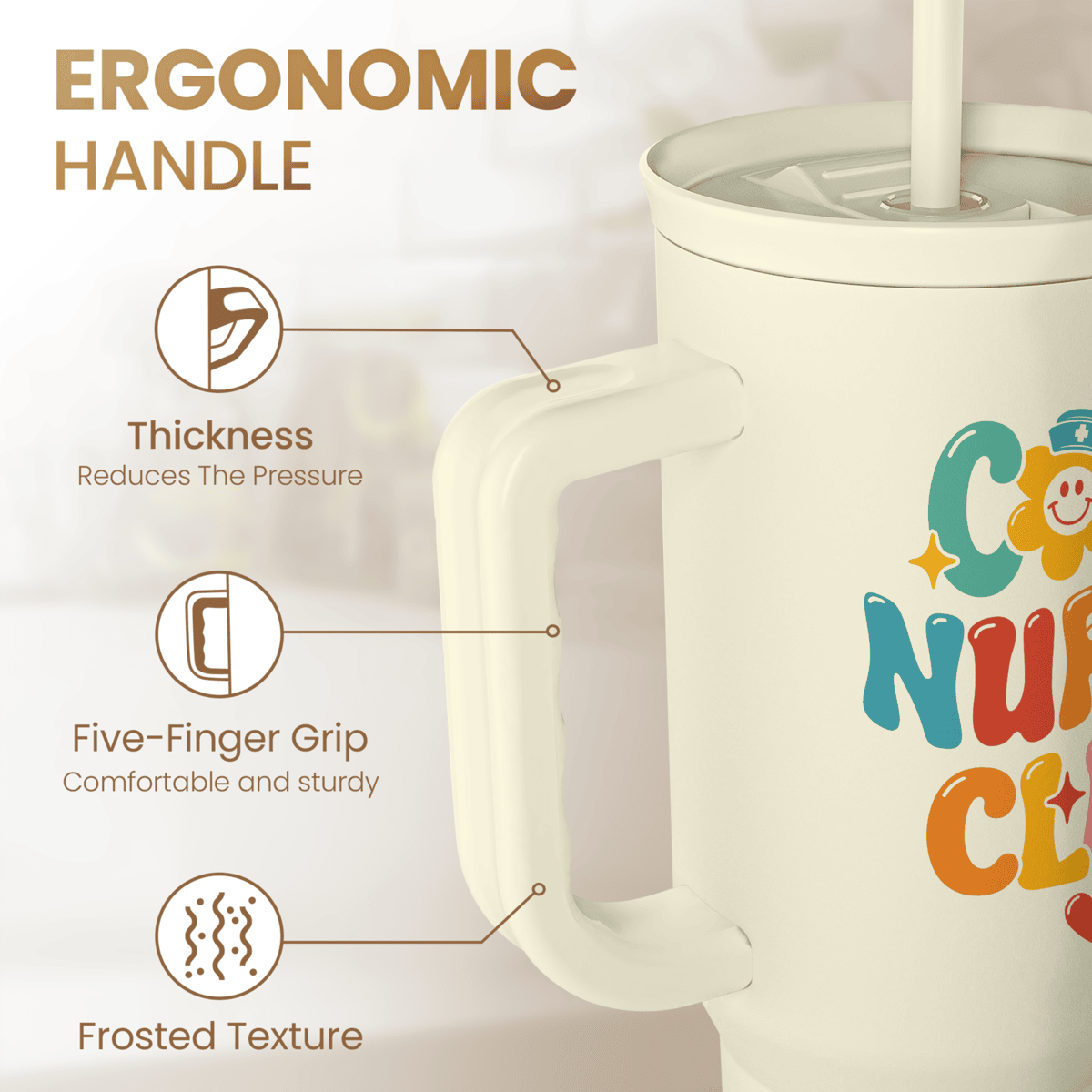 Nurse Tumbler with Handle 40oz, Cool Nurse Club Cup Coffee Travel Mug Tumblers with Straw, Nurse Appreciation Gifts for Women Female Nurses, Nursing Gift for Christmas Birthday Nurse Week