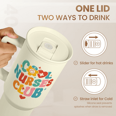 Nurse Tumbler with Handle 40oz, Cool Nurse Club Cup Coffee Travel Mug Tumblers with Straw, Nurse Appreciation Gifts for Women Female Nurses, Nursing Gift for Christmas Birthday Nurse Week