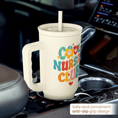 Nurse Tumbler with Handle 40oz, Cool Nurse Club Cup Coffee Travel Mug Tumblers with Straw, Nurse Appreciation Gifts for Women Female Nurses, Nursing Gift for Christmas Birthday Nurse Week