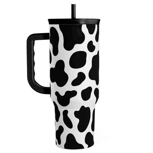 Cow Tumbler with Handle 40oz, Cow Print Cup Stainless Steel Tumblers Coffee Travel Cups with Slider Lid, Cow Gifts for Women Birthday Christmas Mothers Day