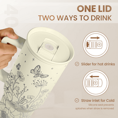 Beige Floral Slidemate | Slider Tumbler with Handle 40oz