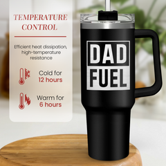 Dad Gifts from Daughter Son, Dad Fuel Tumbler with Handle 40oz, Stainless Steel Insulated Cup Gift Set with Lid & Straw, Coffee Tumblers for Dads Father's Day Birthday Christmas