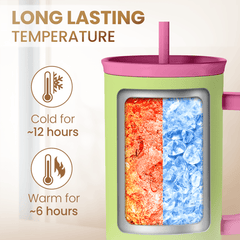 Monogrammed Tumbler with Handle 40oz, Letter S Tumblers Coffee Travel Cup with Straw, Personalized Monogram Initial Gifts for Women Girls, Customized Gifts for Christmas Birthday Mothers Day