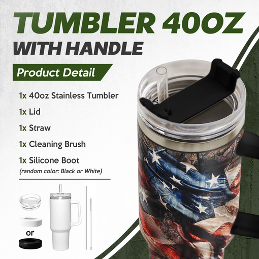 Hunting Tumbler with Handle for Men, Hunter Gifts for Men Dad Grandpa Husband Boyfriend, 40oz Stainless Steel Insulated Tumblers Hunters Gift for Birthday Christmas Fathers Day