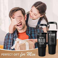 Best Dad Ever 30oz Stainless Steel Insulated Tumbler Flip Straw Lid Handle