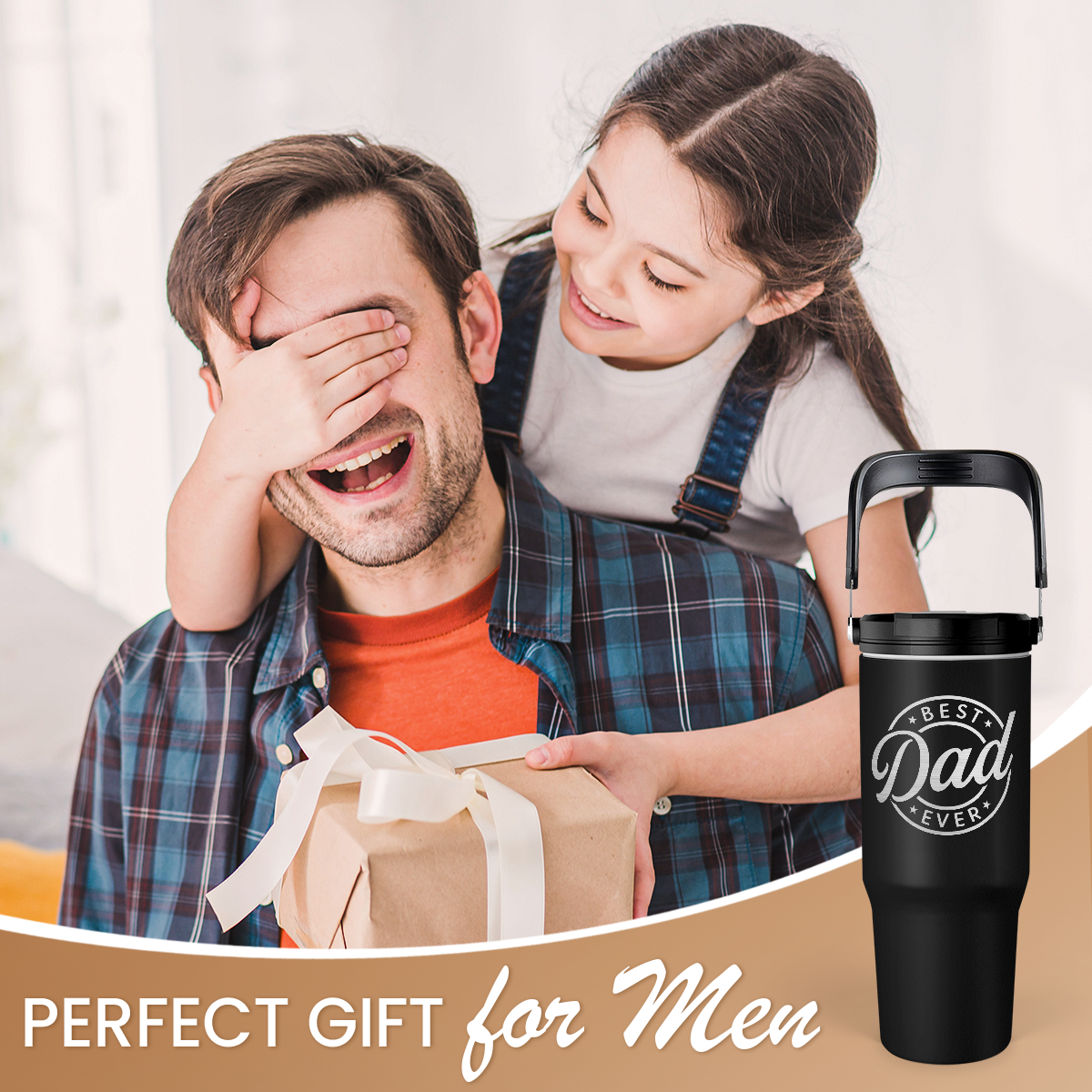 Best Dad Ever 30oz Stainless Steel Insulated Tumbler Flip Straw Lid
