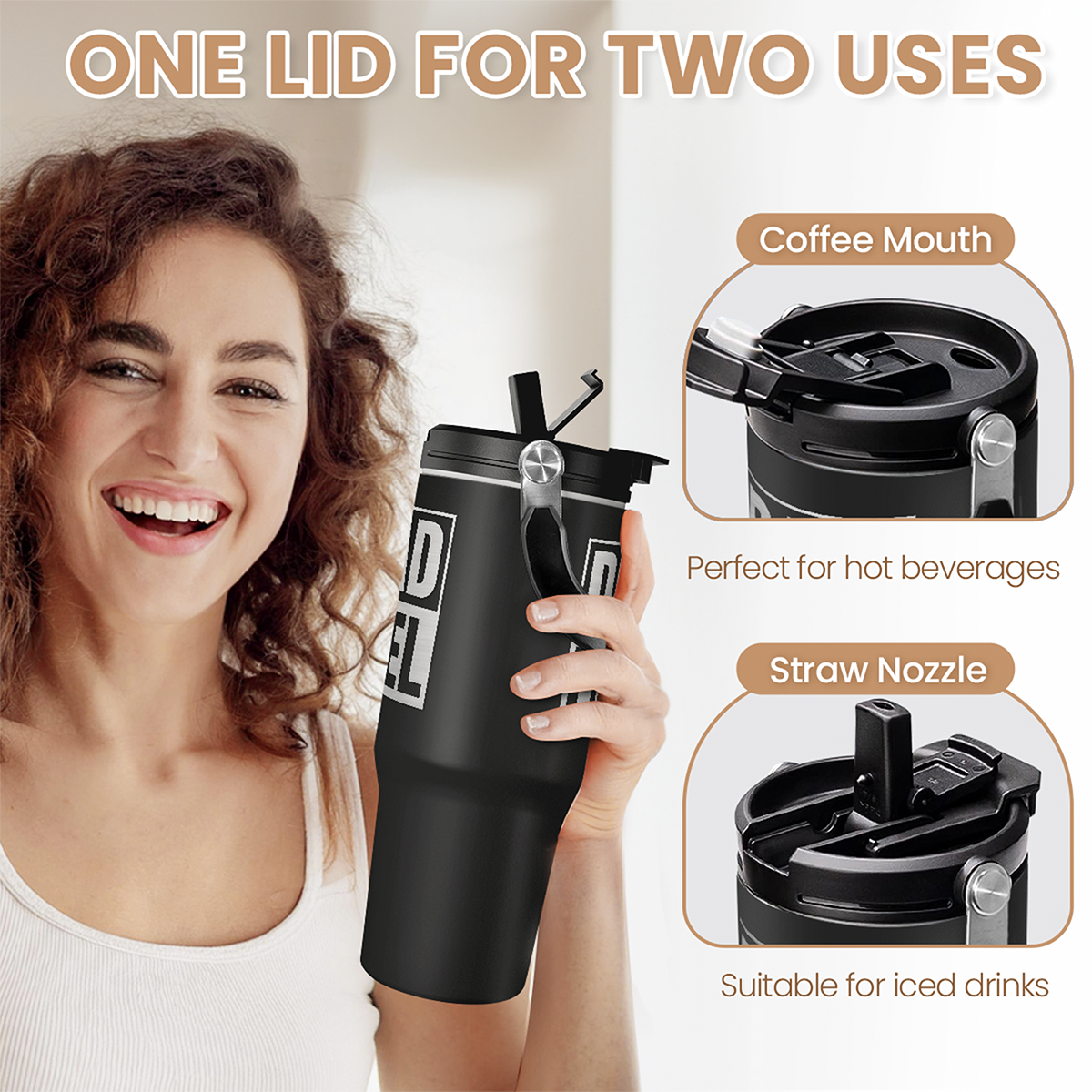 Dad Fuel Flip Straw Tumbler with Handle 30oz