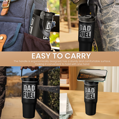 Dad Fuel Flip Straw Tumbler with Handle 30oz