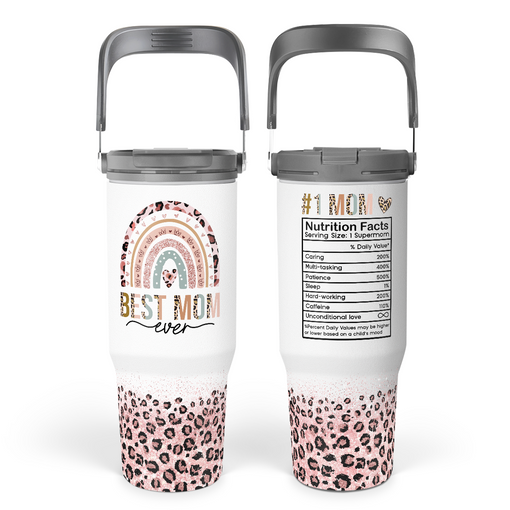 Mom Tumbler 30oz, Best Mom Ever Tumbler Stainless Steel Insulated Coffee Travel Mug with Handle & Flip Straw Lid, Gifts for Mommy, Presents for Mom for Christmas Birthday Mothers Day Valentines