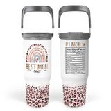 White Best Mom Ever Flip Straw Tumbler with Handle 30oz